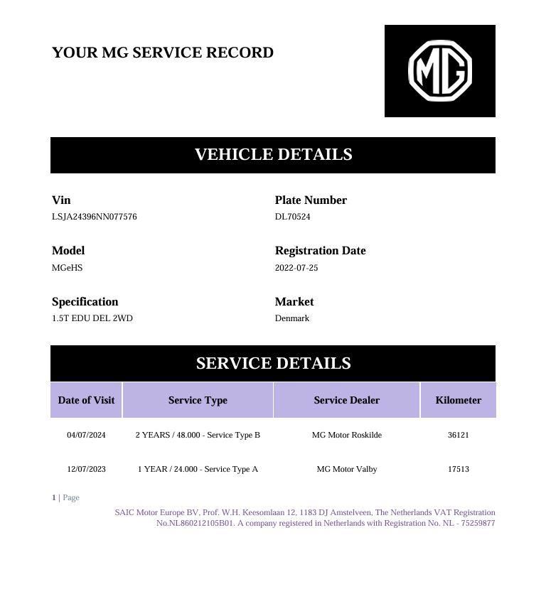 Billede af MG EHS 1,5 T GDI  Plugin-hybrid Luxury 258HK 5d 10g Aut.