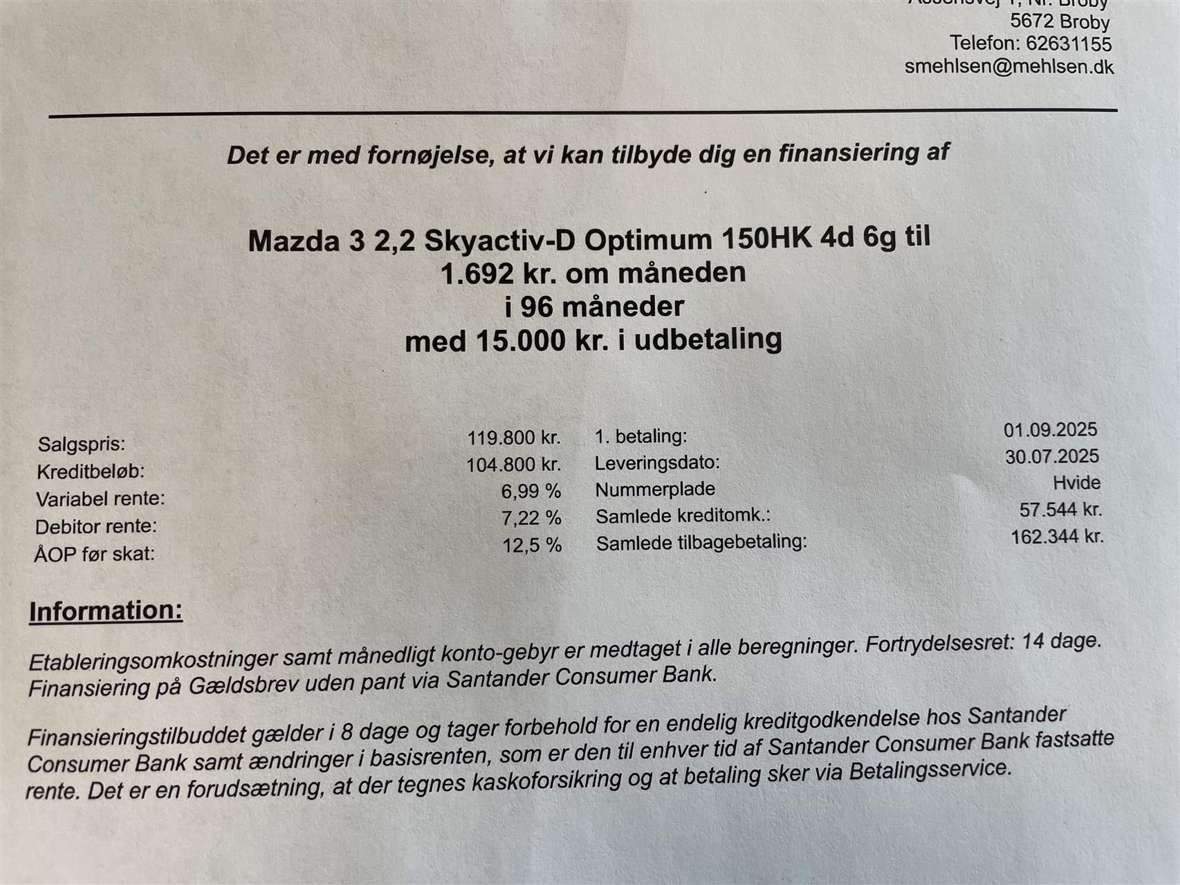 Billede af Mazda 3 2,2 Skyactiv-D Optimum 150HK 5d 6g