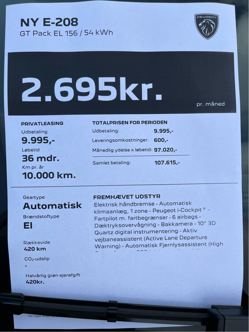 Billede af Peugeot e-208 EL GT Pack 156HK 5d Aut.