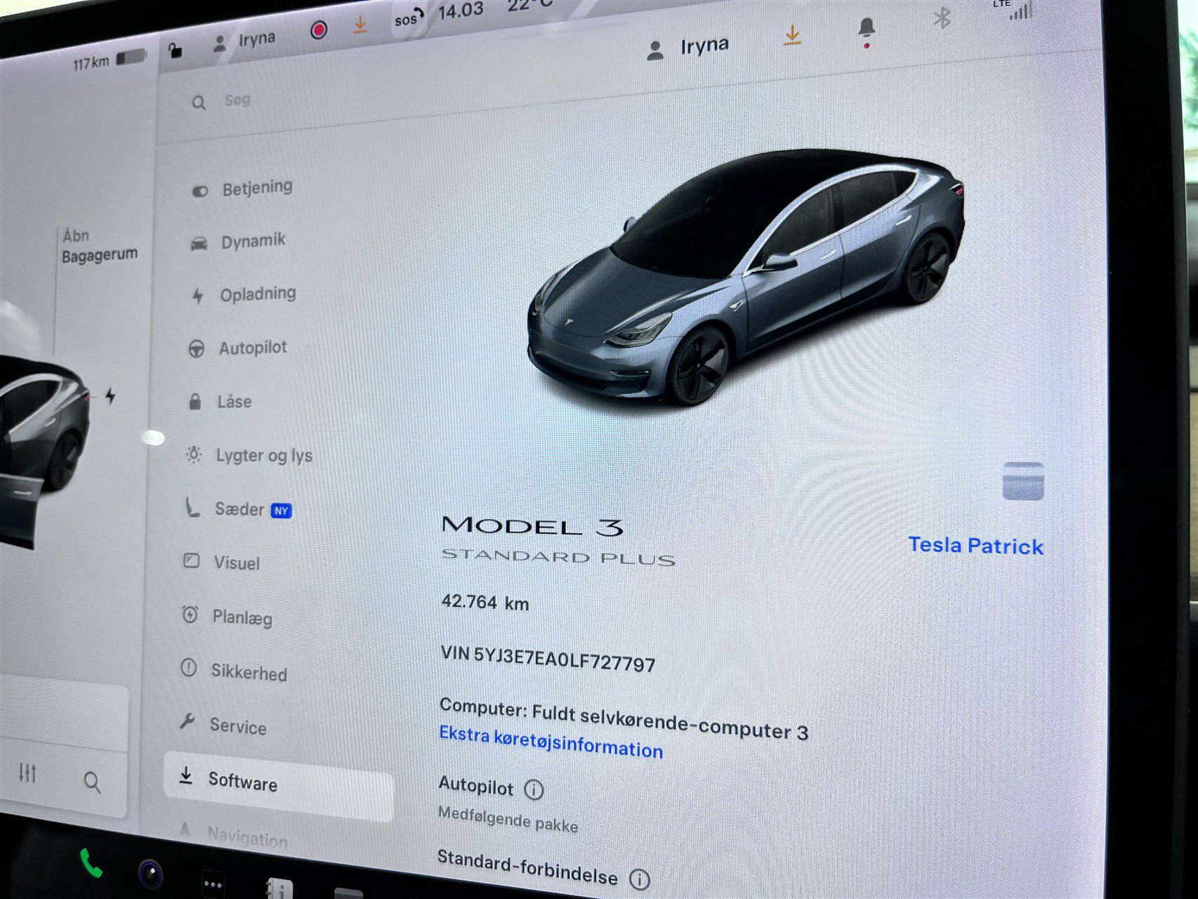 Billede af Tesla Model 3 EL Standard Range Plus 325HK Aut.