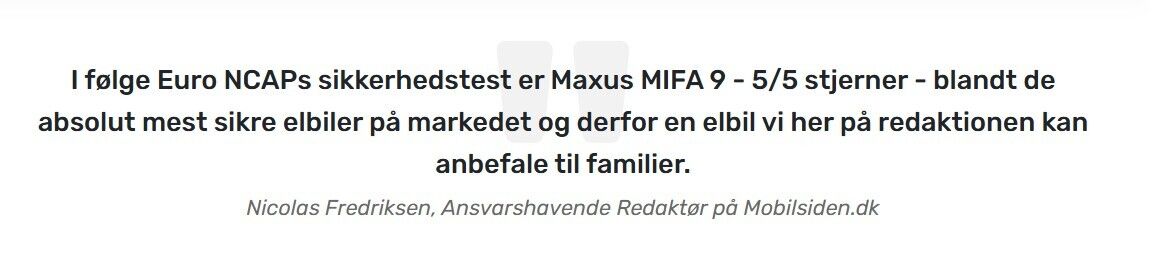 Billede af Maxus Mifa 9 EL Luxery 245HK Aut.