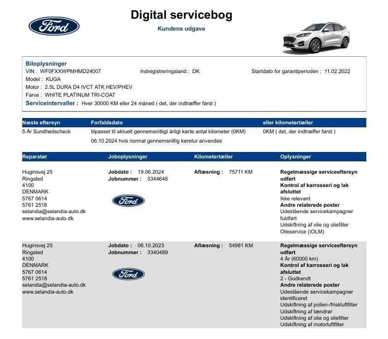 Billede af Ford Kuga 2,5 Plugin-hybrid ST-Line X CVT 225HK 5d Trinl. Gear