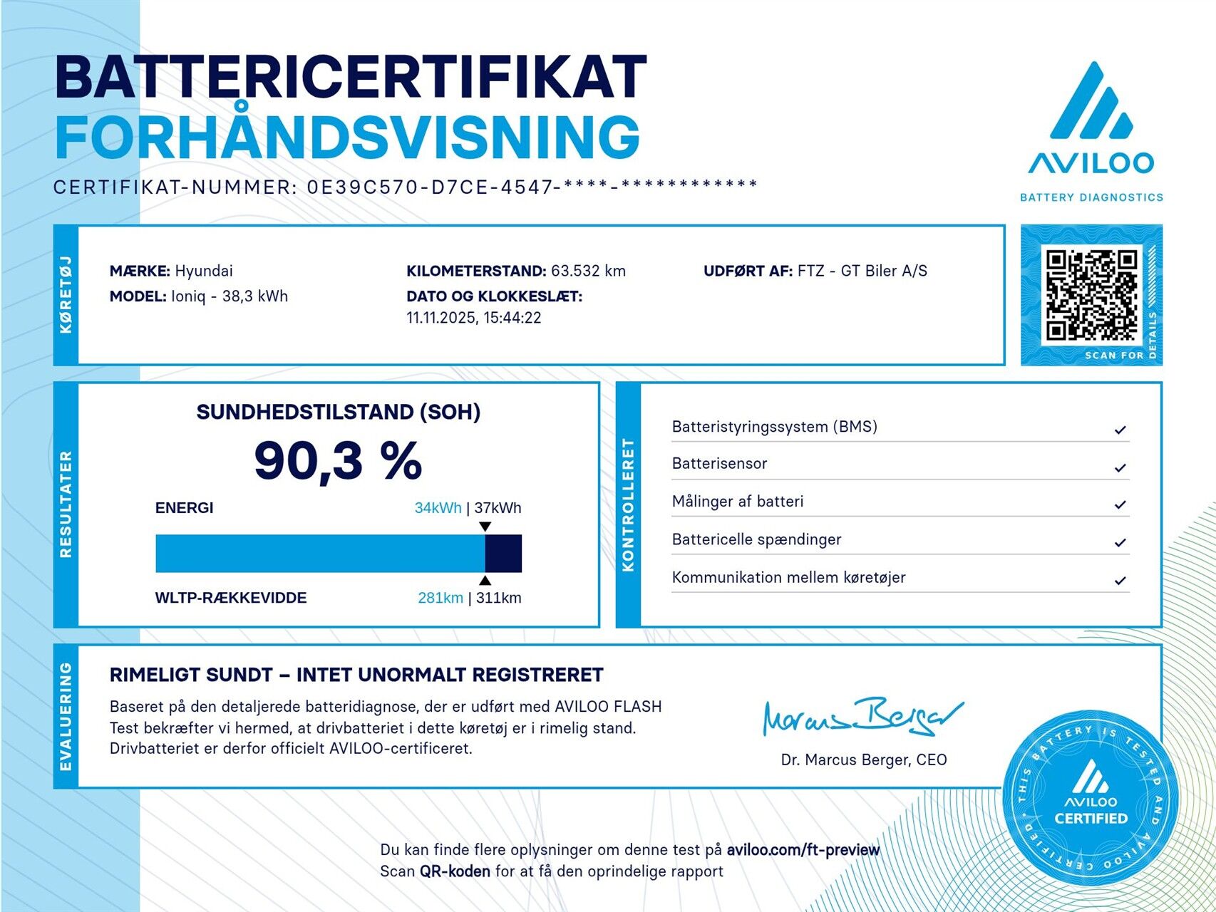 Billede af Hyundai Ioniq Electric 38,3 kWh Premium Plus 136HK 5d Aut.