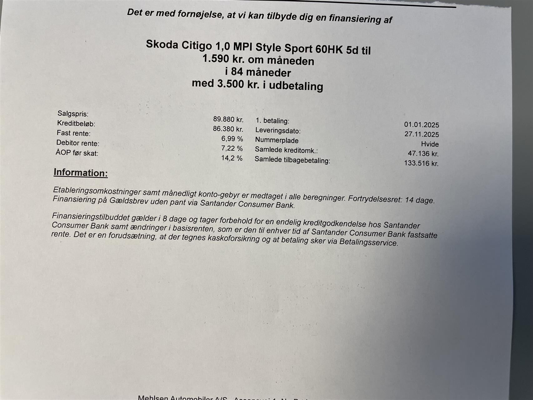 Billede af Skoda Citigo 1,0 MPI Style Sport 60HK 5d