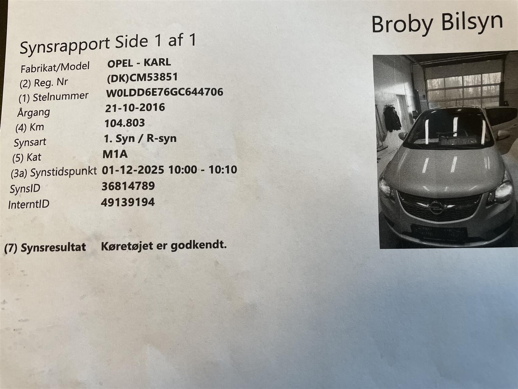 Billede af Opel Karl 1,0 Enjoy 75HK 5d