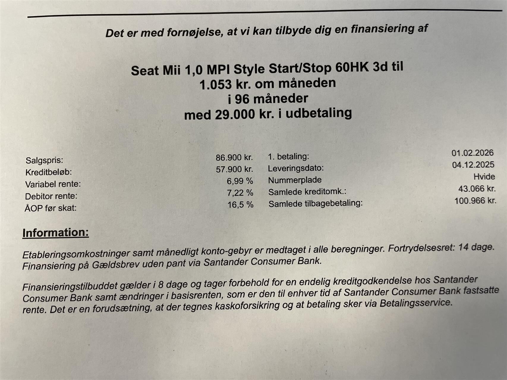 Billede af Seat Mii 1,0 MPI Style Start/Stop 60HK 3d