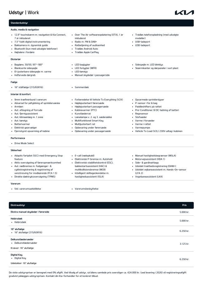 Billede af Kia PV5 Cargo L2H1 EL Standard Range Work 121HK Van Aut.