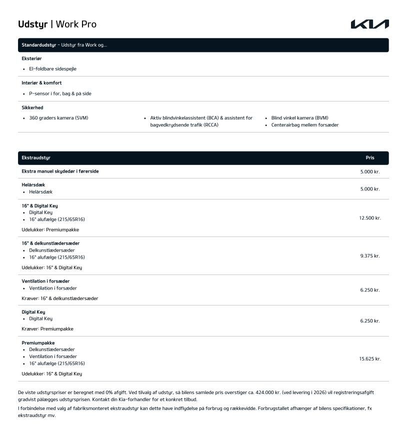 Billede af Kia PV5 Cargo L2H1 EL Standard Range Work 121HK Van Aut.