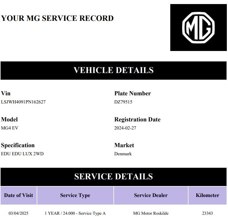Billede af MG MG4 Electric EL Luxury 204HK 5d Aut.