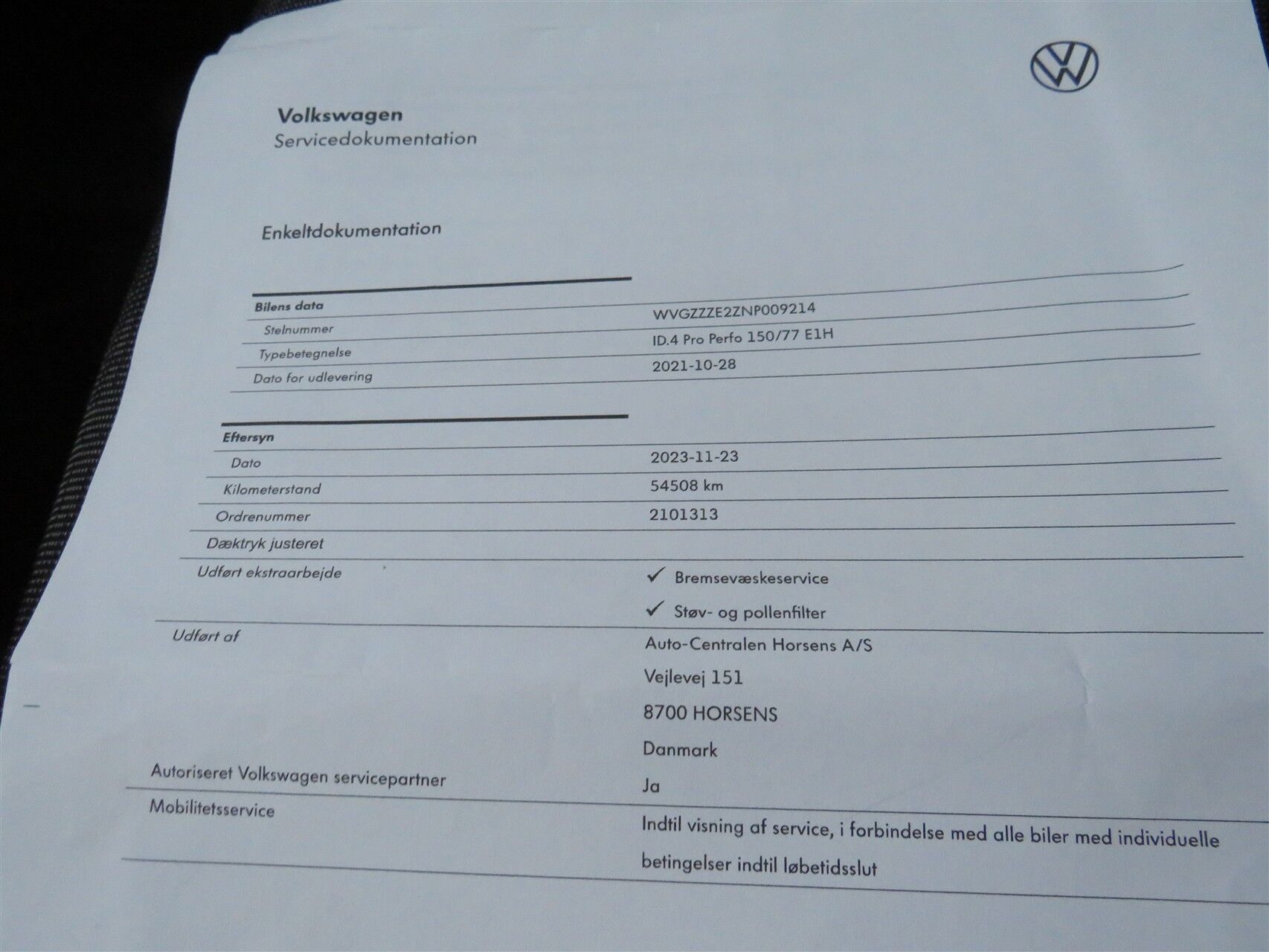 Billede af VW ID.4 EL Pro Performance 204HK 5d Aut.