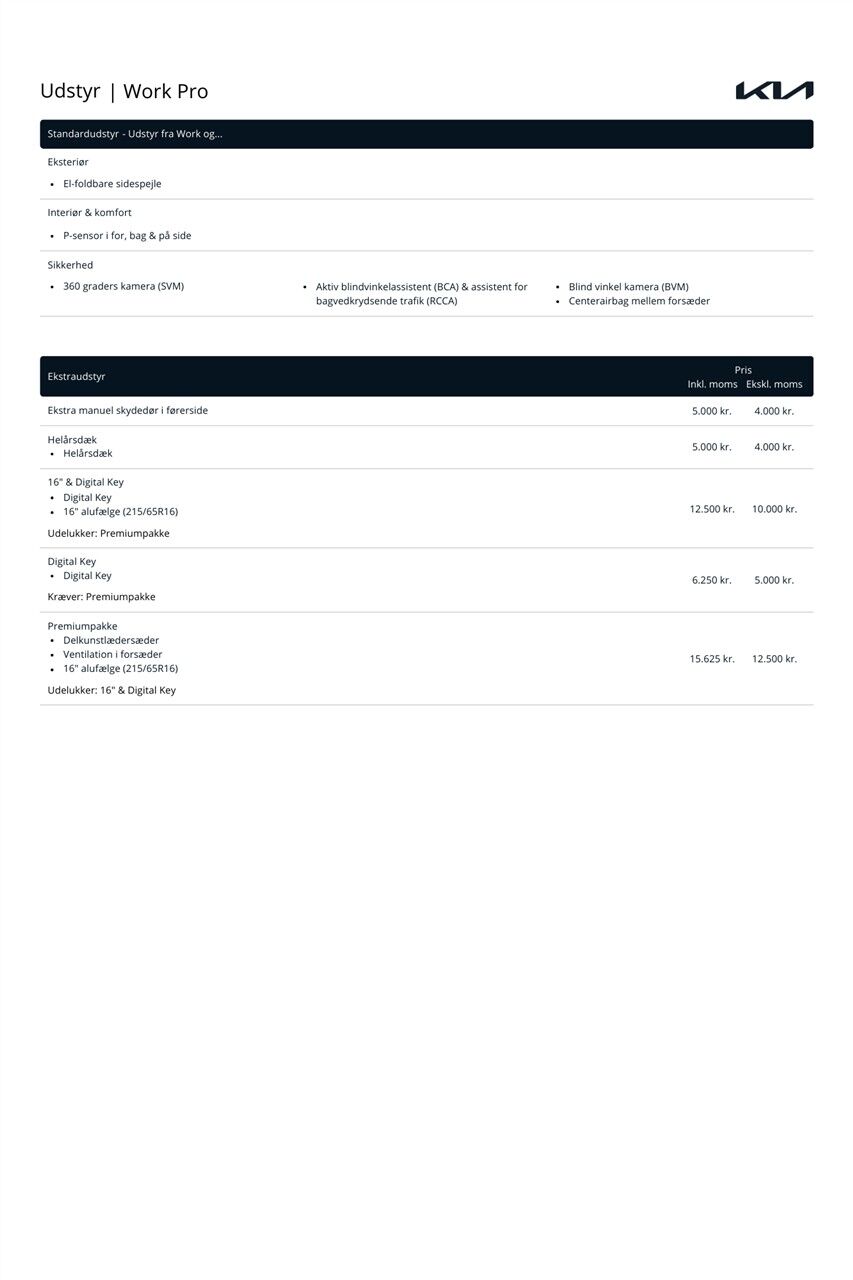 Billede af Kia PV5 Cargo L2H1 EL Standard Range Work 121HK Van Aut.