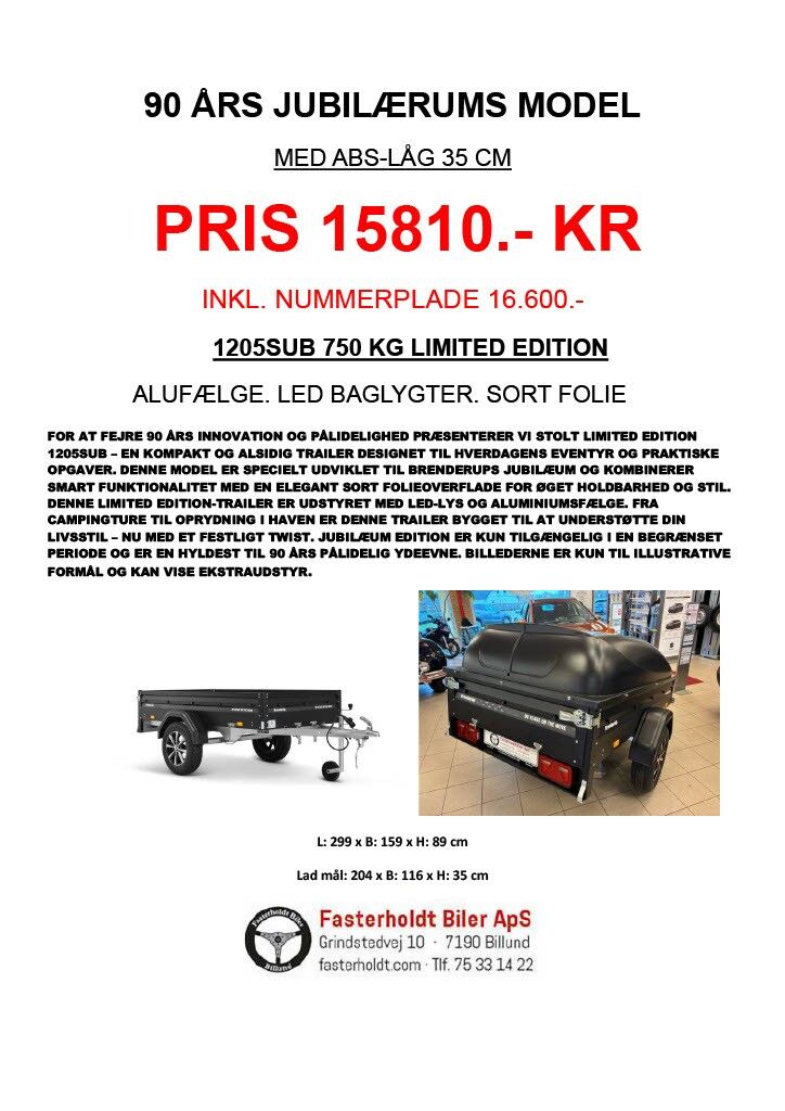 Billede af Diverse Brenderup 1205 S Limited Edition (sort) med tilt 750 kg