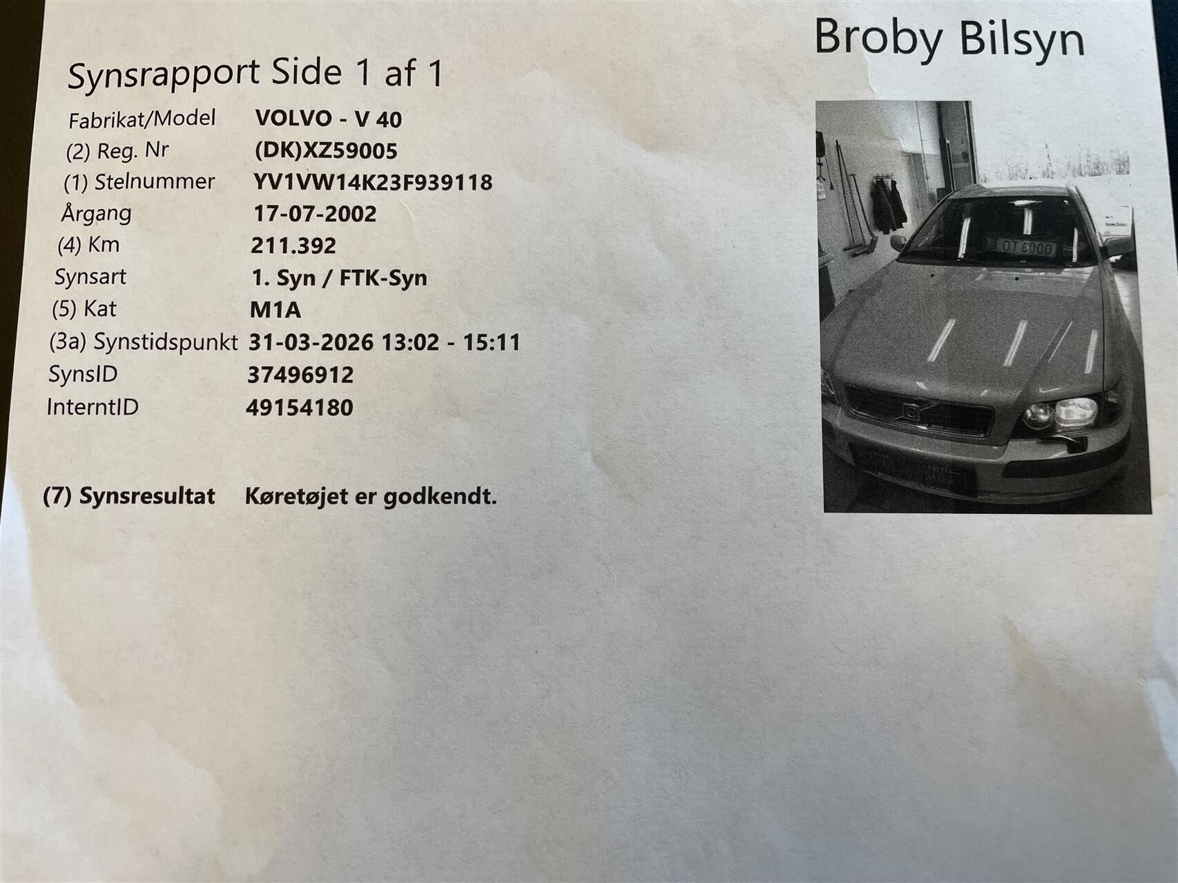 Billede af Volvo V40 1,8 Jubilæum 122HK Stc