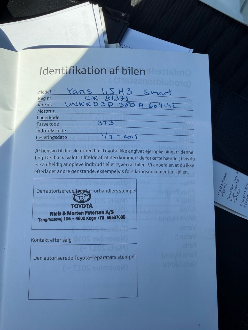 Billede af Toyota Yaris 1,5 Hybrid H3 Smartpakke E-CVT 100HK 5d Trinl. Gear