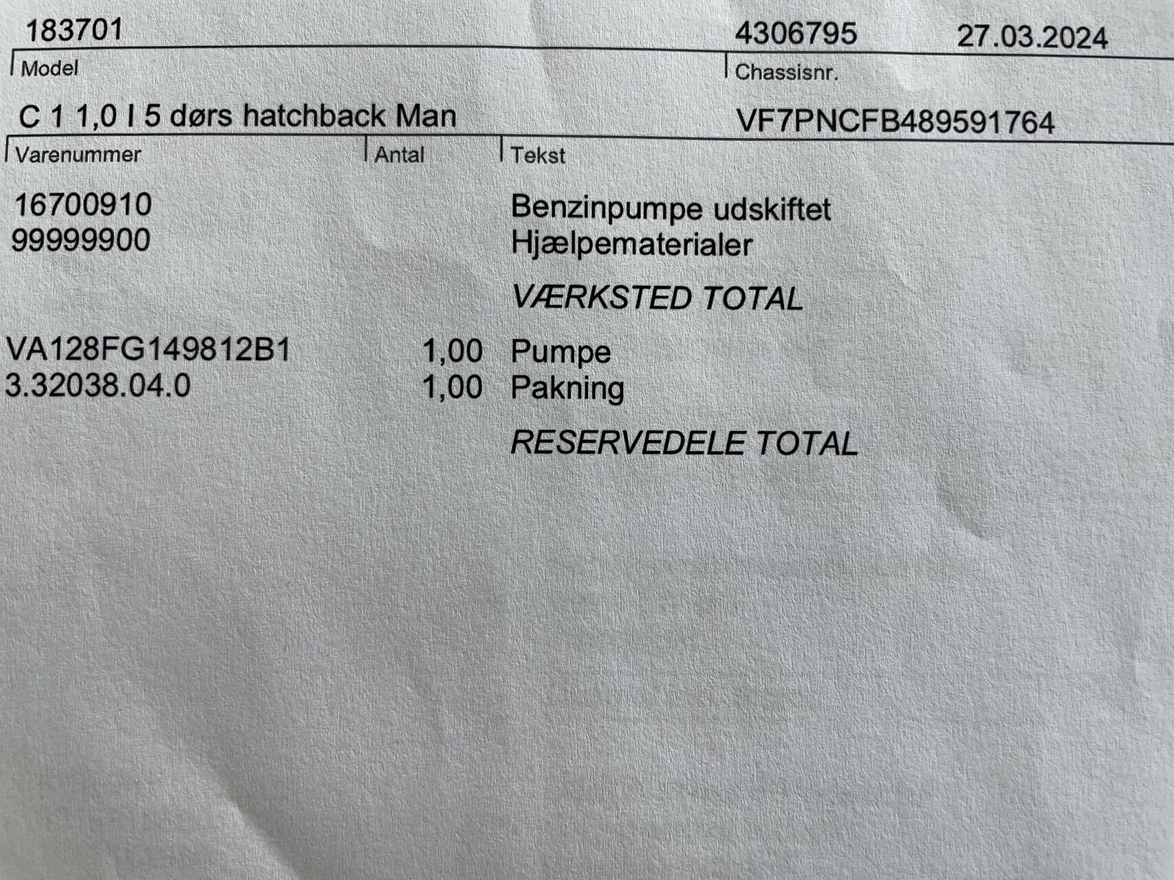 Billede af Citroën C1 1,0 Clim 68HK 5d