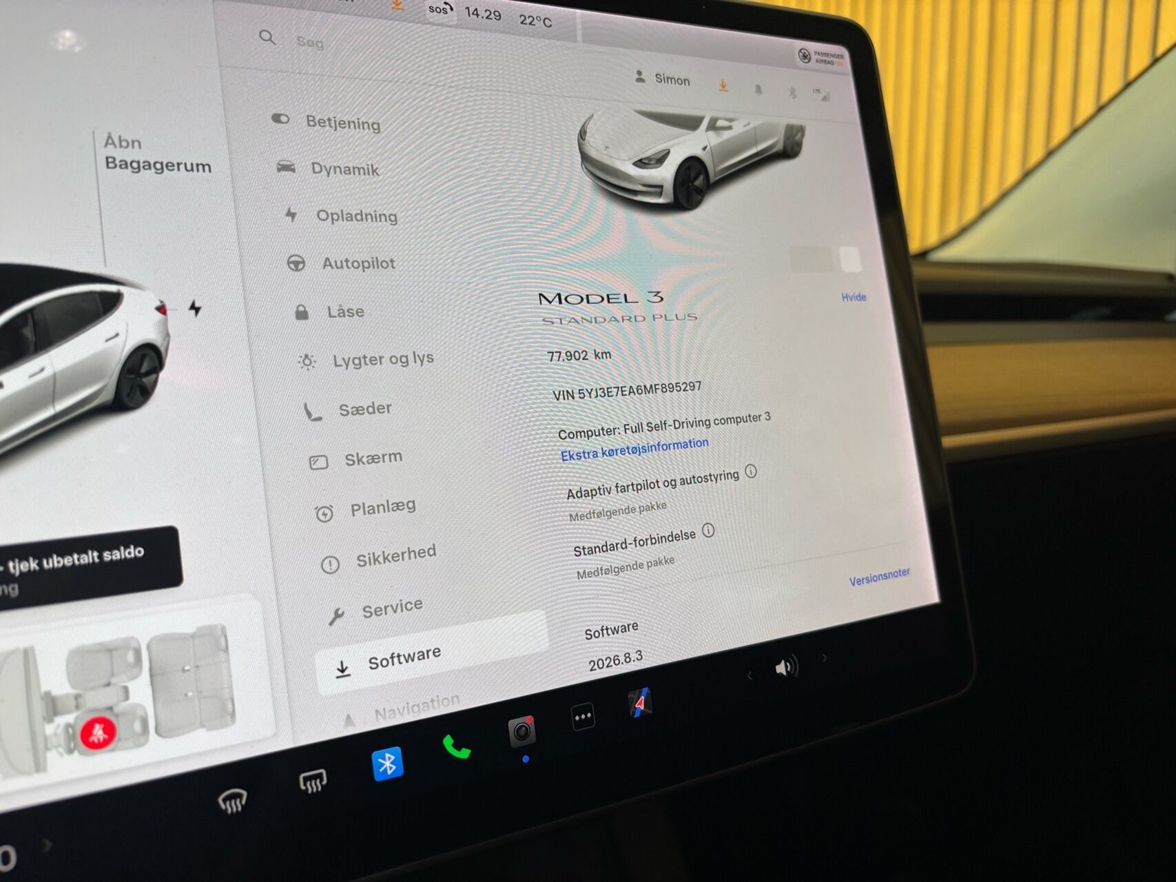 Billede af Tesla Model 3 EL Standard Range Plus 258HK Aut.